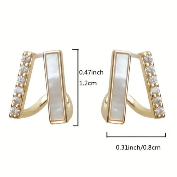 ✨🆕✨Elegant Gold Plated Chic Minimalist Shiny Zircon Stud Earrings✨ - Picture 7 of 11